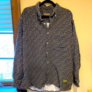 Patterned forest green Timberland button down size L